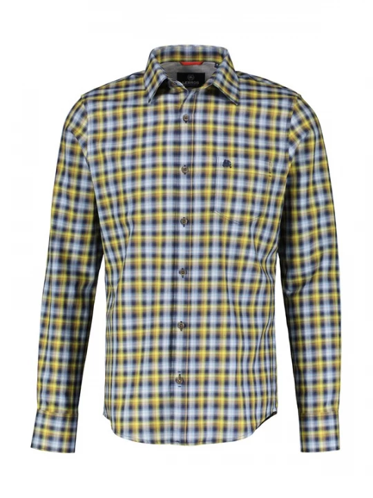 Foto van product LERROS Overhemd navy / lichtblauw / geel / wit