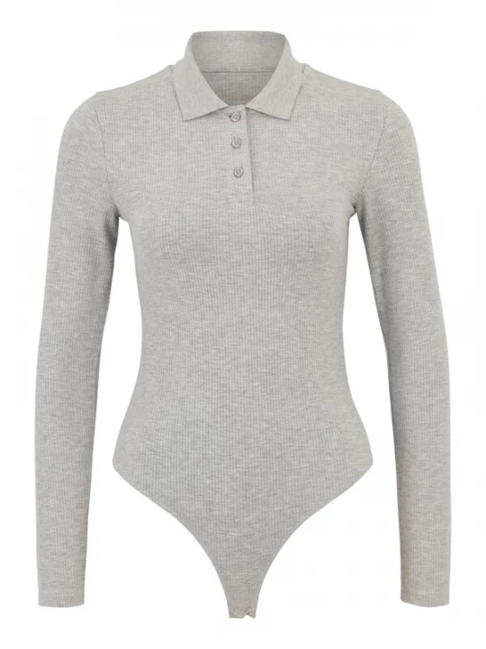 Foto van product Les Lunes Shirt body 'AYAA' grijs gemêleerd