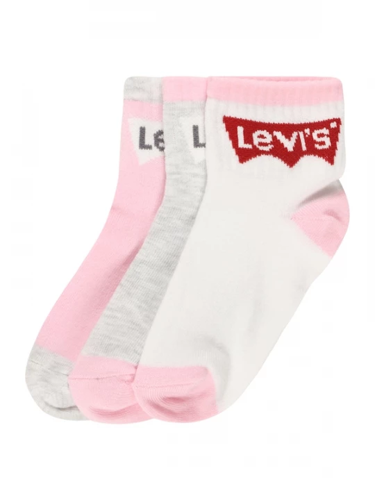 Foto van product Levi's Kids Sokken 'BATWING' grijs gemêleerd / lichtroze / rood / wit