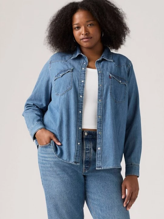 Foto van product Levi's® Plus Blouse 'Essential Western Shirt (Plus Size)' blauw denim