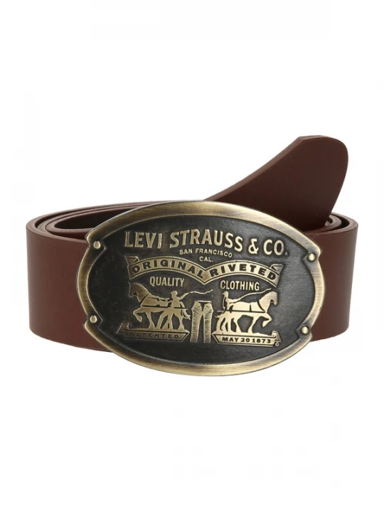 Foto van product LEVI'S ® Riem 'Billy Plaque Belt' bruin / goud / zwart
