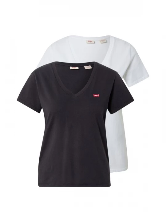 Foto van product LEVI'S ® Shirt '2 Pack Vneck Tee' zwart / wit