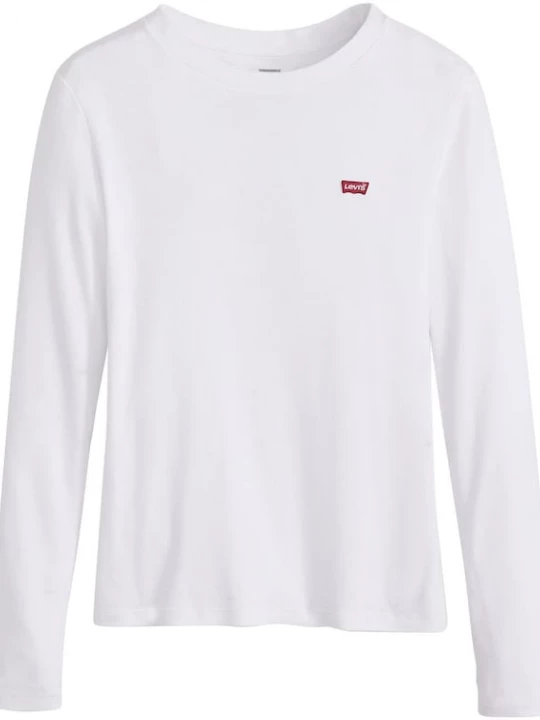 Foto van product LEVI'S ® Shirt 'Essential Housemark Long Sleeve Tee' karmijnrood / wit