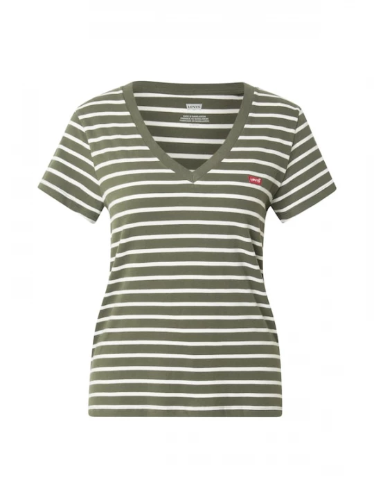 Foto van product LEVI'S ® Shirt 'The Perfect V-Neck' olijfgroen / wit