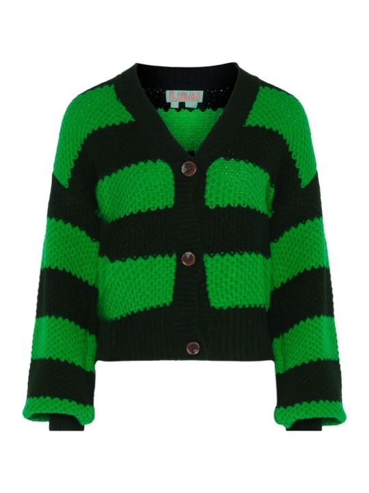 Foto van product Libbi Gebreid vest groen / zwart