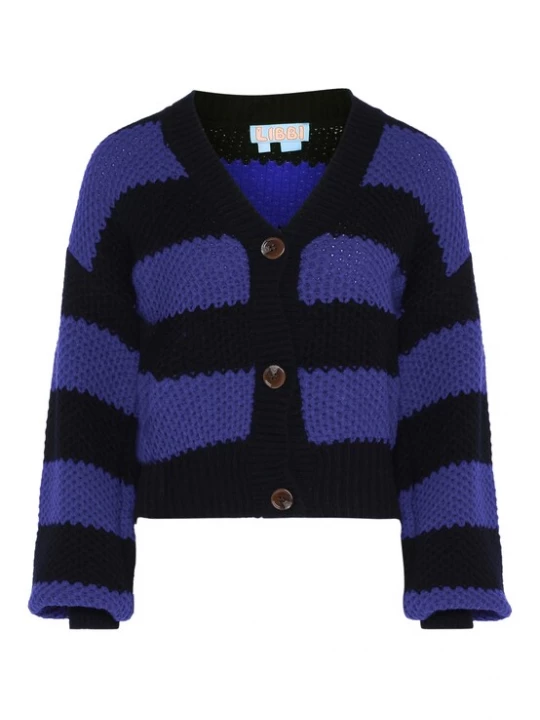 Foto van product Libbi Gebreid vest violetblauw / zwart