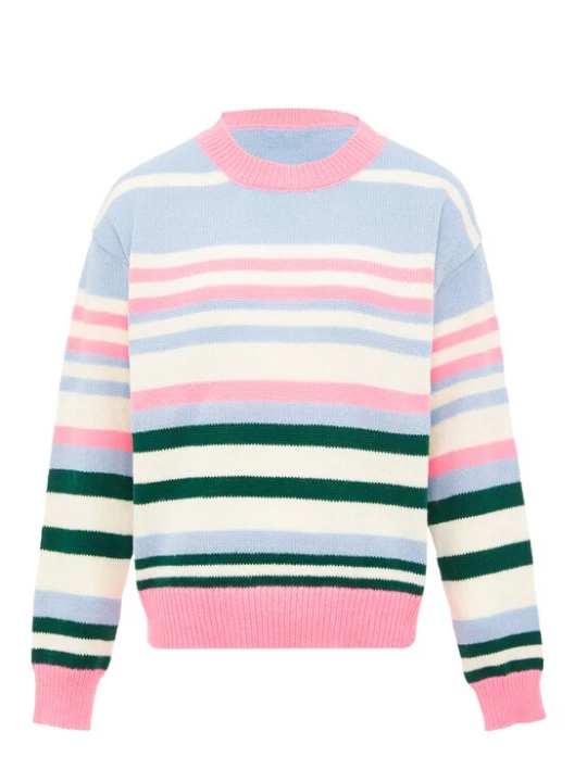 Foto van product Libbi Trui lichtblauw / donkergroen / rosa / wit
