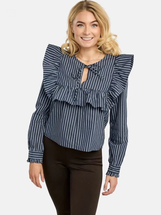 Foto van product Liberte Essentiel Shirt ' HEATHER-LS-TIE ' navy