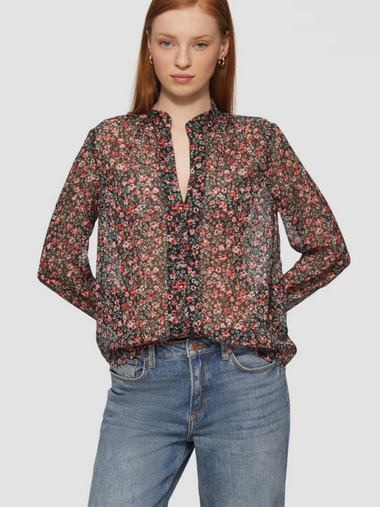 Foto van product Licht doorschijnende chiffon blouse met een all-over print QS