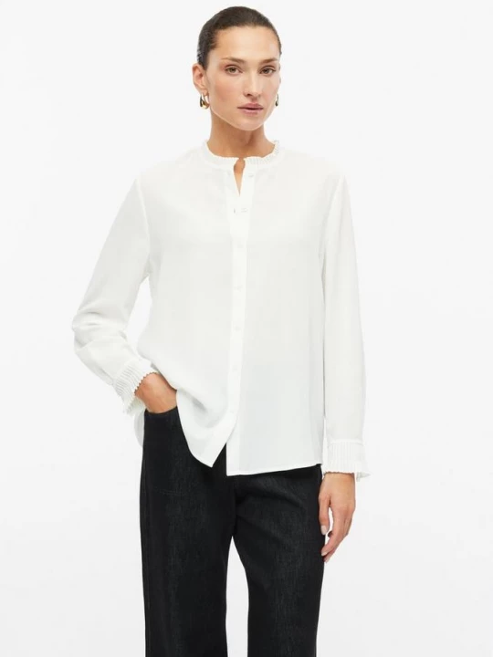 Foto van product Licht doorschijnende chiffonblouse met plissé-details s.Oliver crème