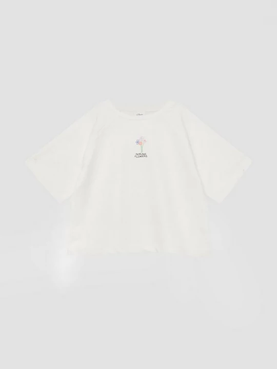 Foto van product Licht Felpa oversized T-shirt met print op voor- en achterkant s.Oliver crème