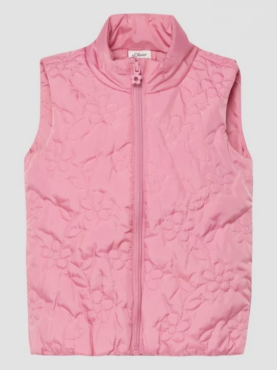 Foto van product Licht gewatteerd gilet met opstaande kraag en bloemenpatroon s.Oliver roze