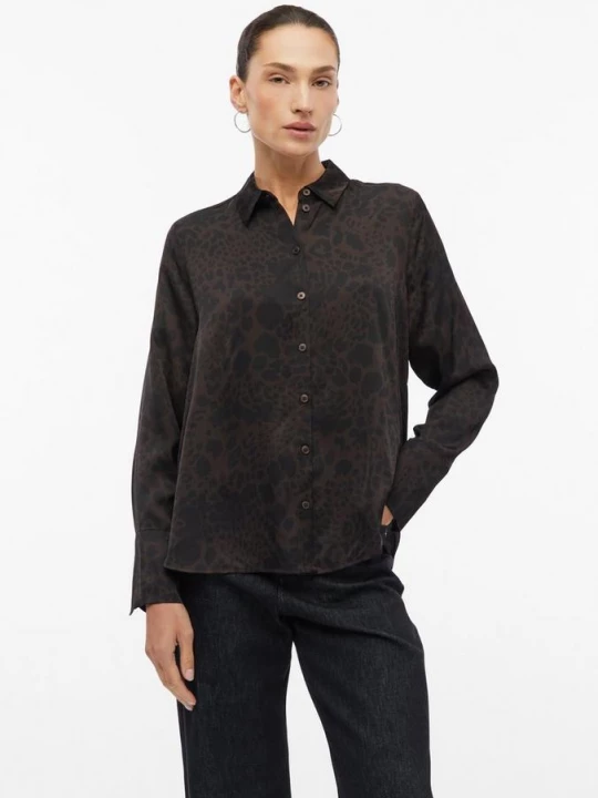 Foto van product Licht glanzende blouse met plooidetails s.Oliver bruin