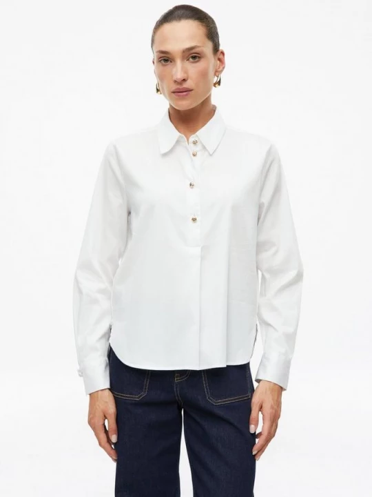 Foto van product Licht glanzende blouse met plooidetails s.Oliver bruin