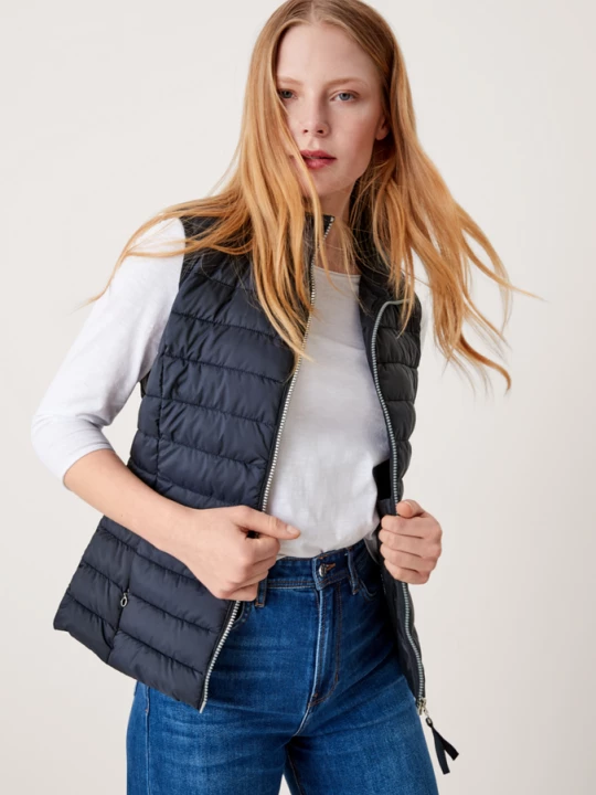 Foto van product Lichte bodywarmer met stiknaden en opstaande kraag s.Oliver blauw