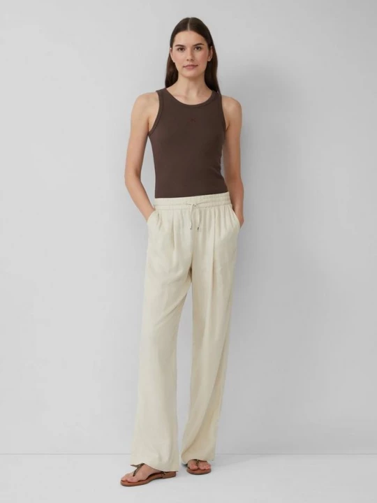 Foto van product Lichte broek met elastische band van een linnenmix s.Oliver crème