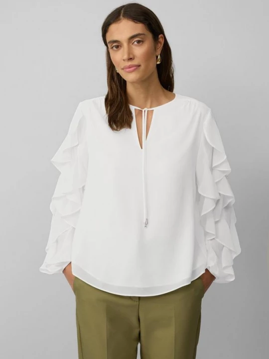 Foto van product Lichte chiffon blouse met ruches aan de mouwen s.Oliver crème