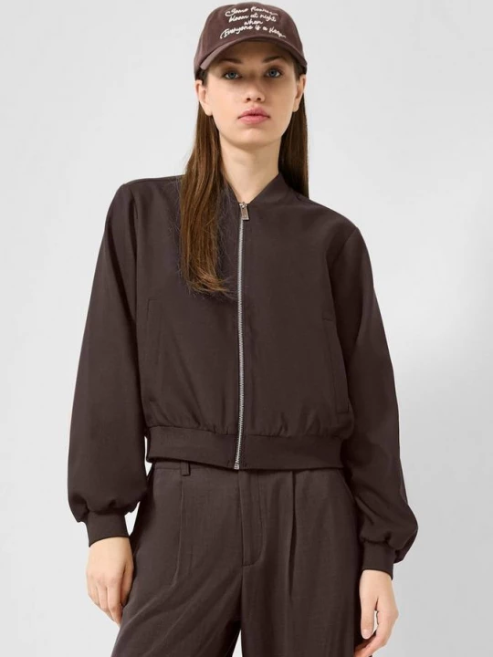 Foto van product Lichtgewicht blousonjack met geribde manchetten QS bruin