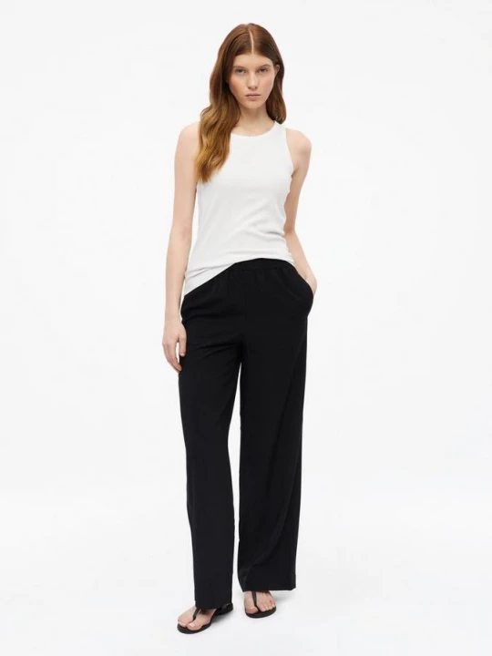 Foto van product Lichtgewicht broek met wijde pijpen en elastische tailleband s.Oliver zwart