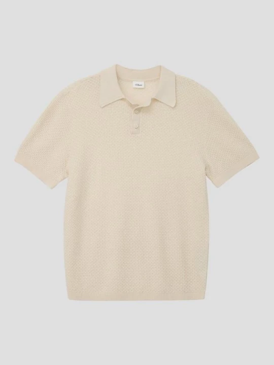 Foto van product Lichtgewicht gebreide polo van een katoenmix s.Oliver crème