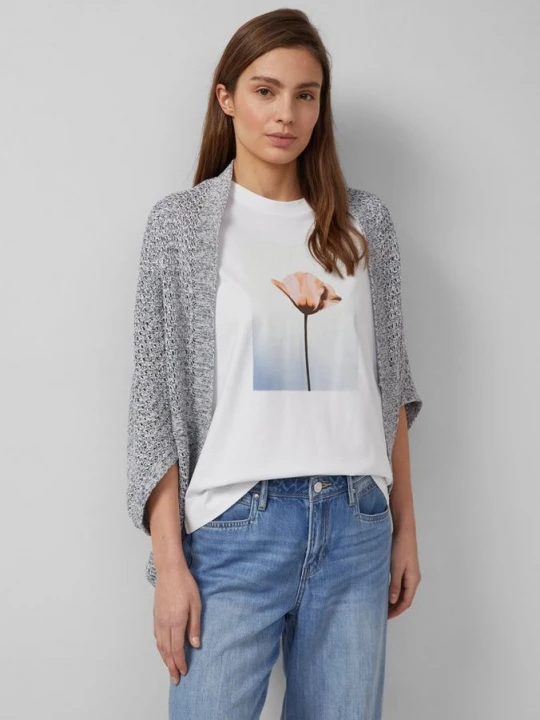 Foto van product Lichtgewicht gebreide poncho van een katoenmix in een O-vorm s.Oliver blauw