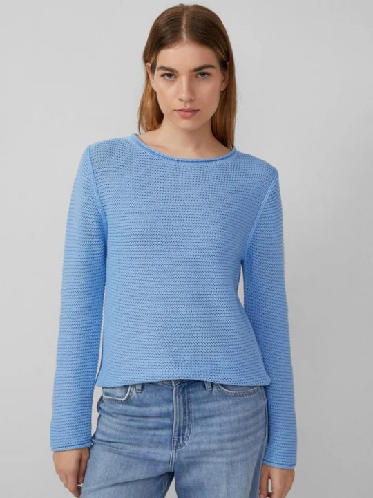 Foto van product Lichtgewicht gebreide trui met een geribde look s.Oliver blauw