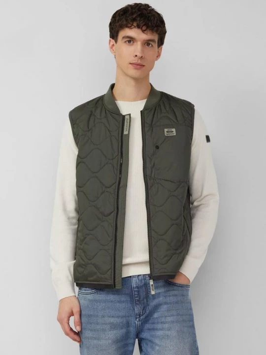 Foto van product Lichtgewicht gewatteerd vest met bomberkraag in werkkledingstijl s.Oliver olijfgroen