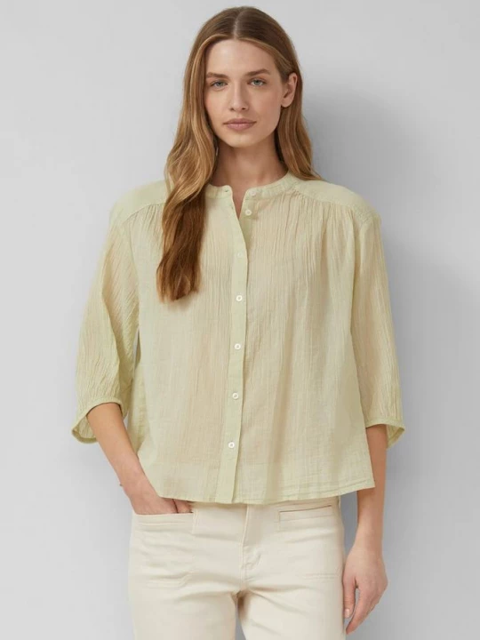 Foto van product Lichtgewicht katoenen blouse met 3 / 4 mouwen en textuur s.Oliver geel