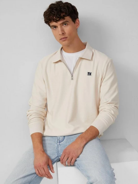 Foto van product Lichtgewicht katoenen sweatshirt met structuur en polokraag s.Oliver grijs