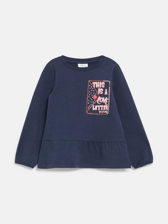 Foto van product Lichtgewicht sweatshirt in A-lijn met glitterprint s.Oliver blauw