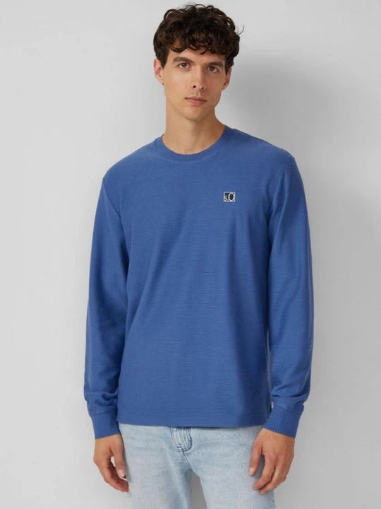 Foto van product Lichtgewicht sweatshirt met geribde textuur en logo s.Oliver blauw