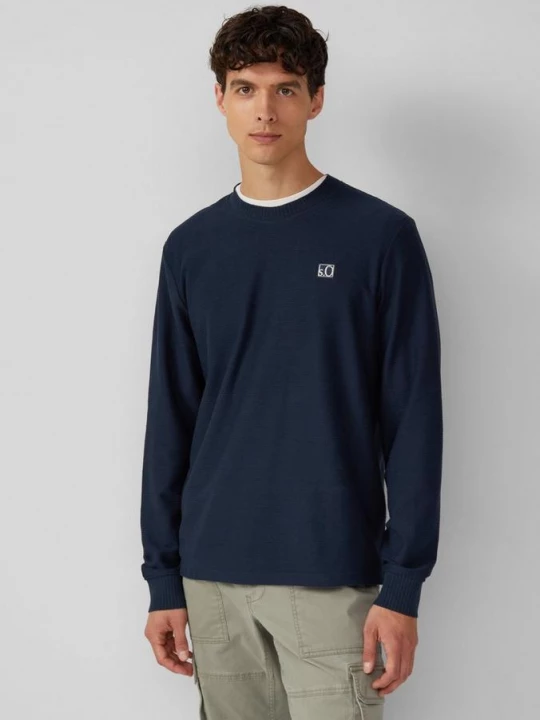 Foto van product Lichtgewicht sweatshirt met geribde textuur en logo s.Oliver blauw
