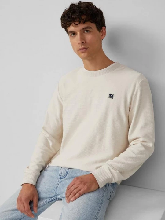 Foto van product Lichtgewicht sweatshirt met geribde textuur en logo s.Oliver grijs