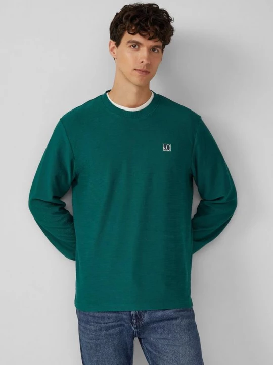 Foto van product Lichtgewicht sweatshirt met geribde textuur en logo s.Oliver groen