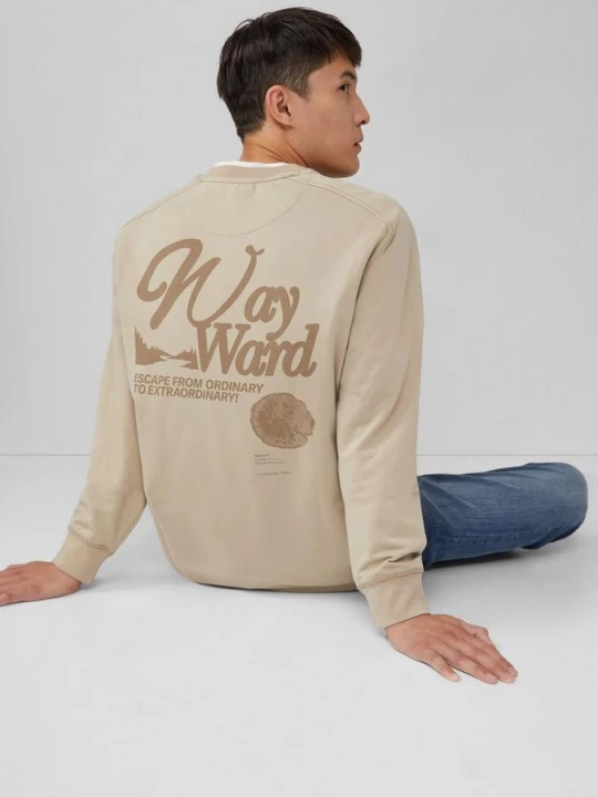 Foto van product Lichtgewicht sweatshirt met rugprint en geribde boorden s.Oliver beżowy