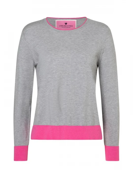 Foto van product LIEBLINGSSTÜCK Trui 'Karia' grijs gemêleerd / neonroze / zilver