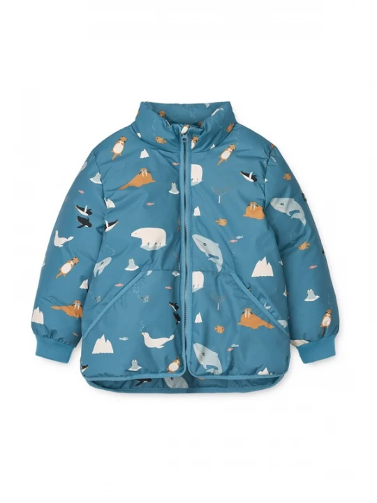 Foto van product Liewood Tussenjas 'Brantley' camel / azuur / duifblauw / wit
