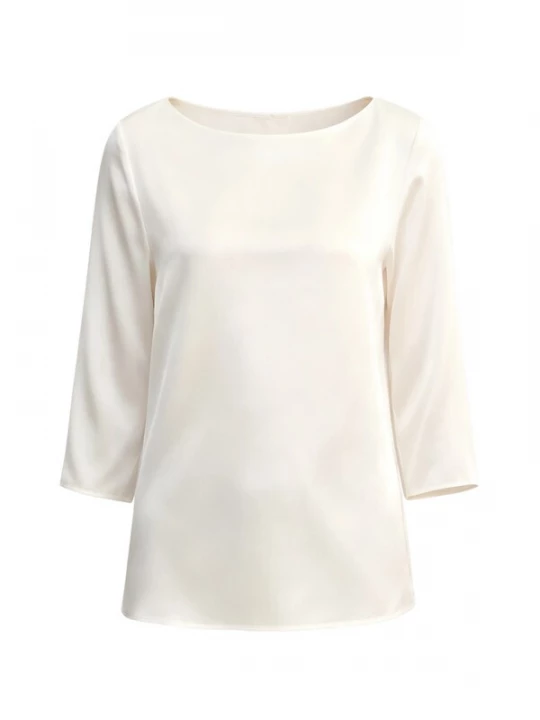 Foto van product Lilysilk Blouse '3 / 4 Ärmel Seidenbluse mit Boot-Hals' wit