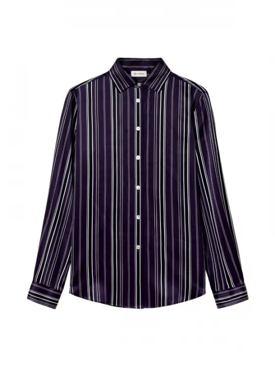 Foto van product Lilysilk Blouse 'Amethyst gestreiftes Seidenhemd' lila