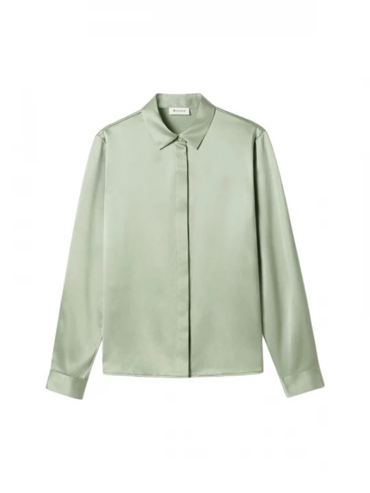 Foto van product Lilysilk Blouse 'Basic Seidenhemd mit verdeckter Knopfleiste' groen