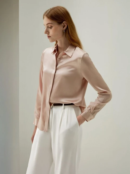 Foto van product Lilysilk Blouse 'Basic Seidenhemd mit verdeckter Knopfleiste' pink