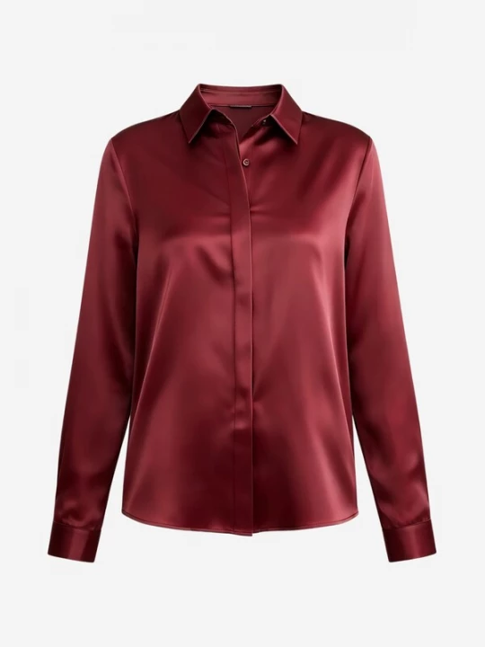 Foto van product Lilysilk Blouse 'Basic Seidenhemd mit verdeckter Knopfleiste' rood