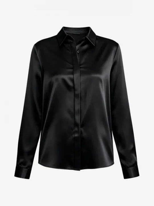 Foto van product Lilysilk Blouse 'Basic Seidenhemd mit verdeckter Knopfleiste' zwart