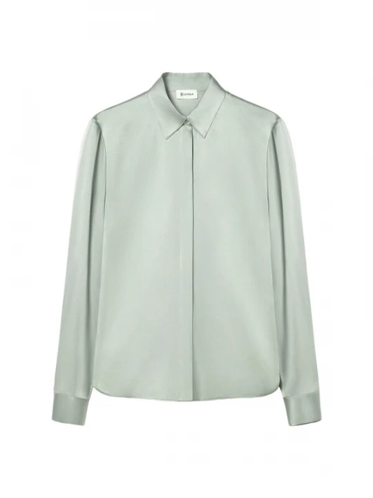 Foto van product Lilysilk Blouse 'Elegantes Slim Fit Seidenhemd' groen