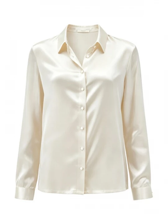 Foto van product Lilysilk Blouse 'Klassisches Seidenhemd mit Perlenknöpfen' wit