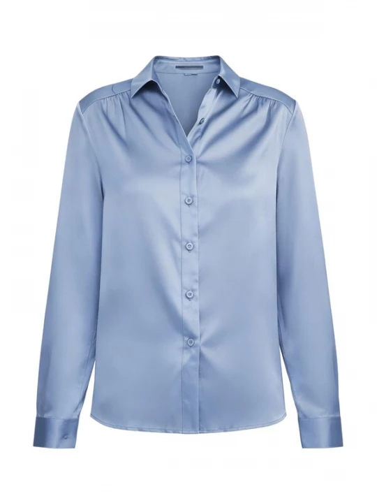 Foto van product Lilysilk Blouse 'Langärmlige Seidenbluse mit Kragen' lichtblauw