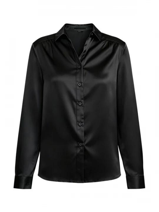 Foto van product Lilysilk Blouse 'Langärmlige Seidenbluse mit Kragen' zwart