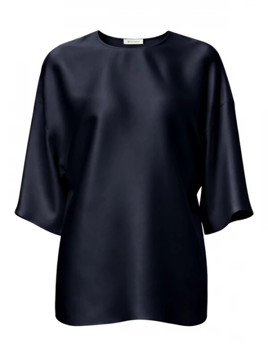 Foto van product Lilysilk Blouse 'LILYSILK Lässige Rundhals Seide Bluse' blauw