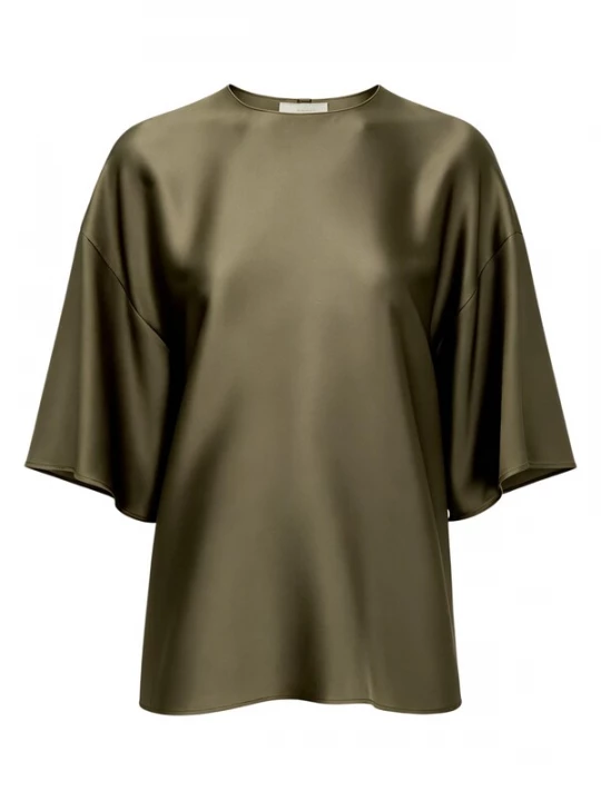 Foto van product Lilysilk Blouse 'LILYSILK Lässige Rundhals Seide Bluse' groen