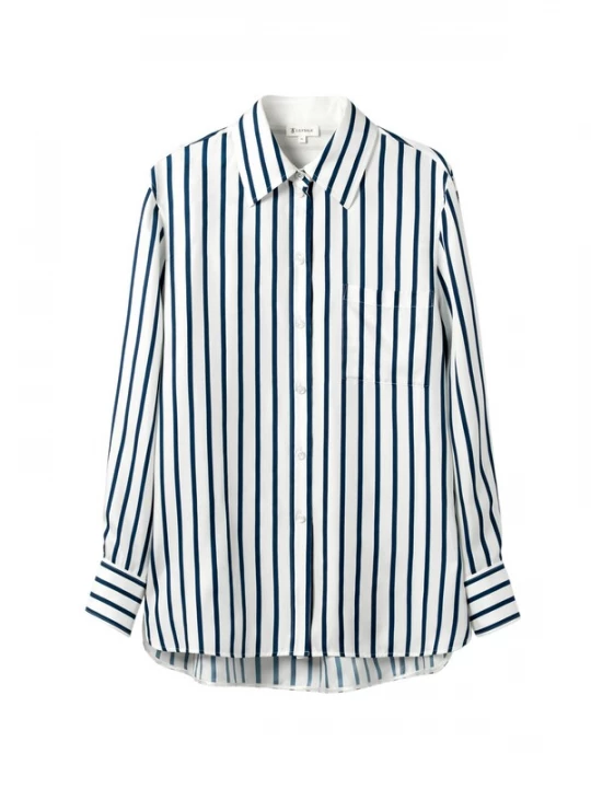 Foto van product Lilysilk Blouse 'Oversie Palma-Streifen Seidenhemd' blauw